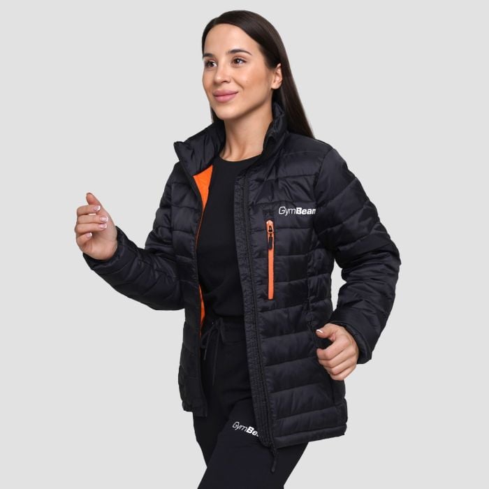 Puffer női kabát Black/Orange - GymBeam S