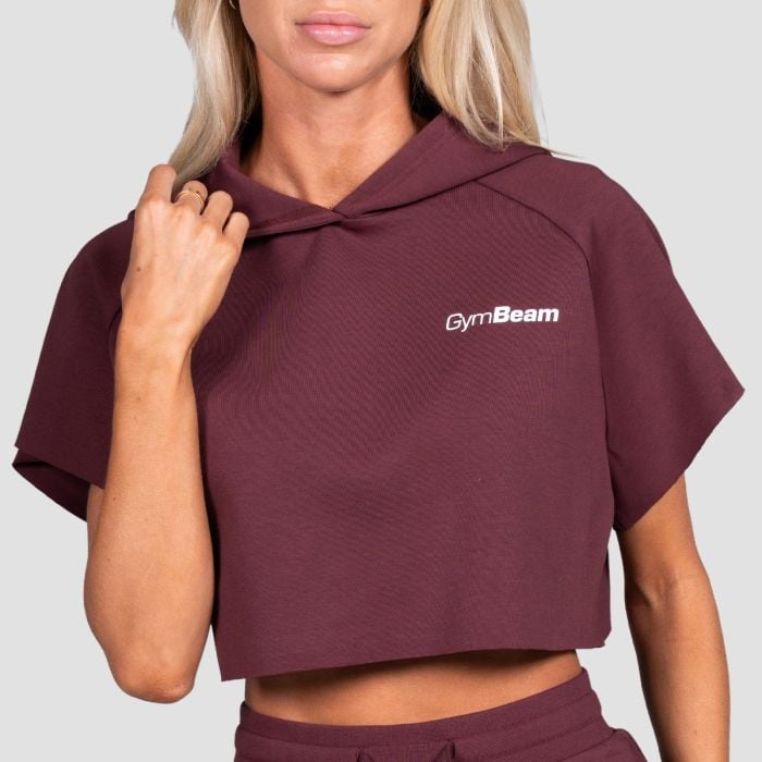 Relay női kapucnis cropped pulóver Fig - GymBeam S