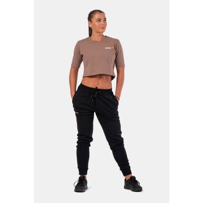 Minimalist Logo Brown Crop Top - NEBBIA M