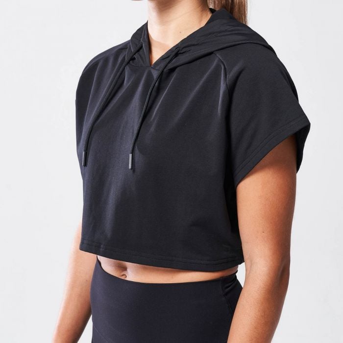 Vented Crop női kapucnis pulóver Black - SQUATWOLF 
