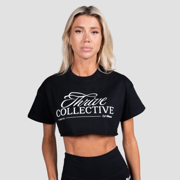 Thrive női Cropped póló Black - GymBeam S