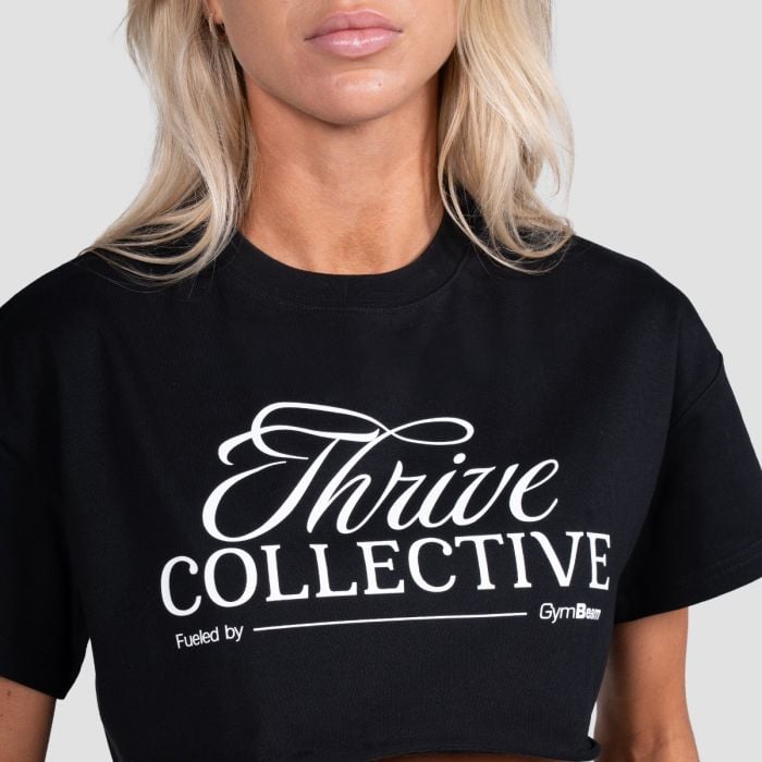 Thrive női Cropped póló Black - GymBeam S