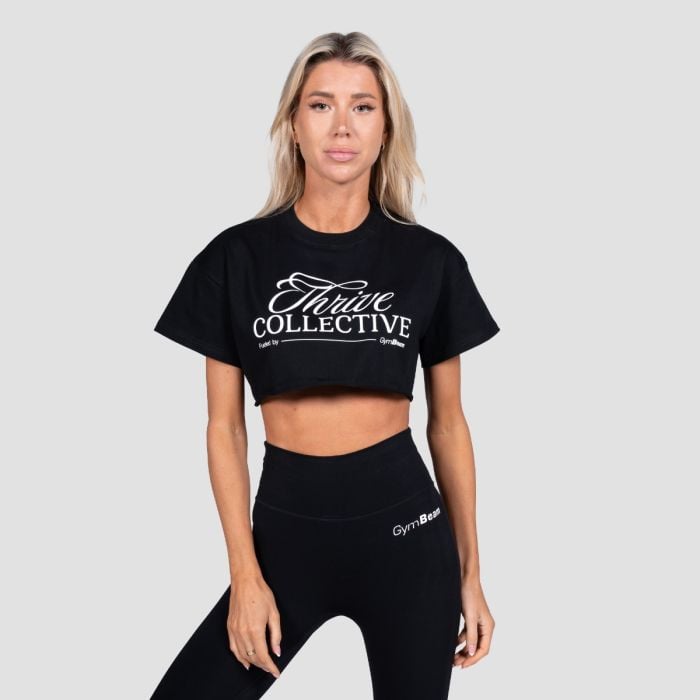 Thrive női Cropped póló Black - GymBeam S