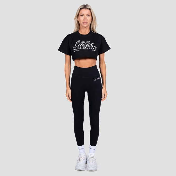 Thrive női Cropped póló Black - GymBeam S