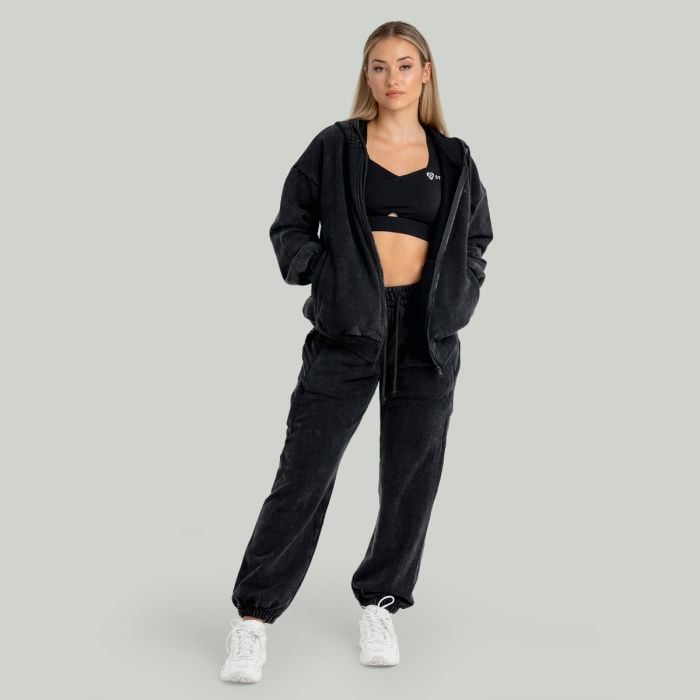 Zip Washed női kapucnis pulóver Black - STRIX M