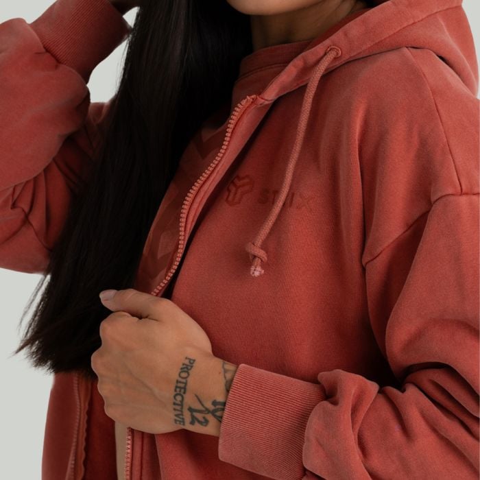 Zip Washed női kapucnis pulóver Terra - STRIX L