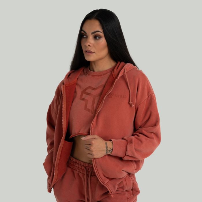 Zip Washed női kapucnis pulóver Terra - STRIX L