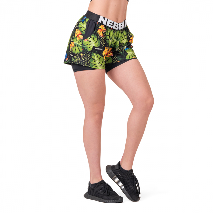 Women's shorts High Energy double layer green - NEBBIA