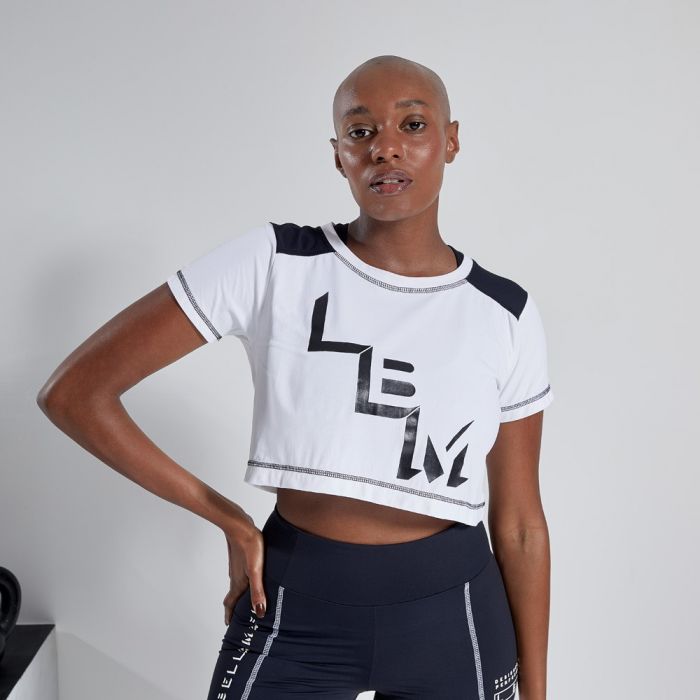 Women's T-shirt Cropped B&W White - LABELLAMAFIA
