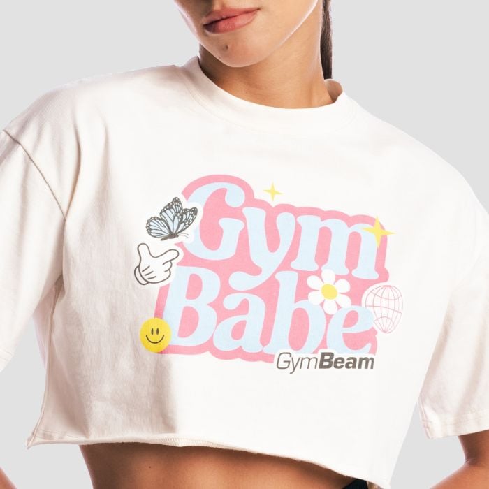 GymBabe női póló Cream - GymBeam S