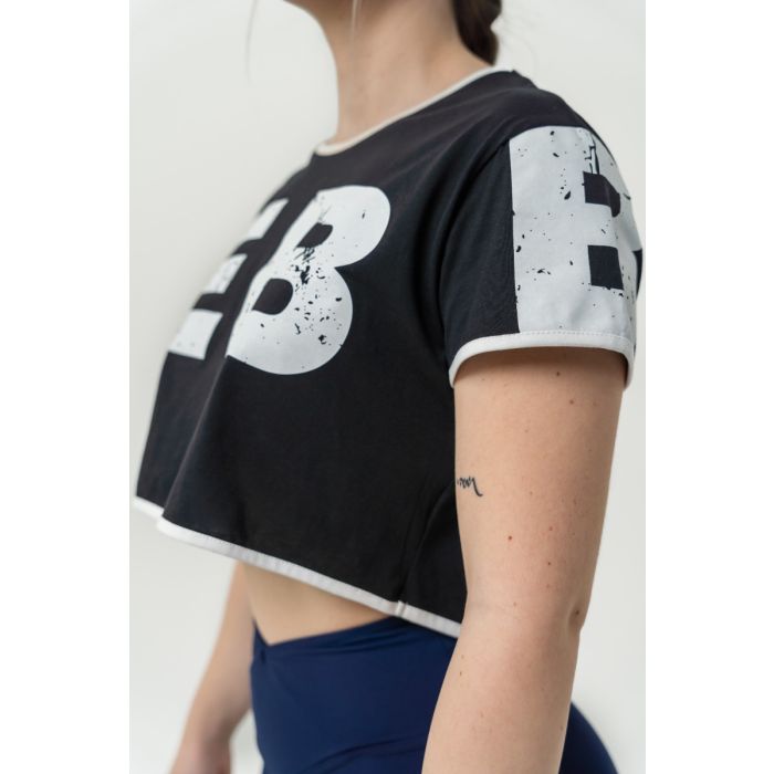 Game On Oversized Crop Top Black - NEBBIA M