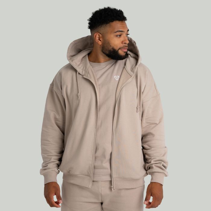 Zip kapucnis pulóver Taupe - STRIX XL
