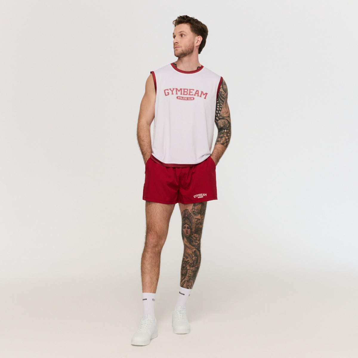 GymBeam Men‘s Varsity Tank Top White - Méret: M | Szín: Fehér | Tömeg: 0,17 g | Csomag: 100 · záber 7