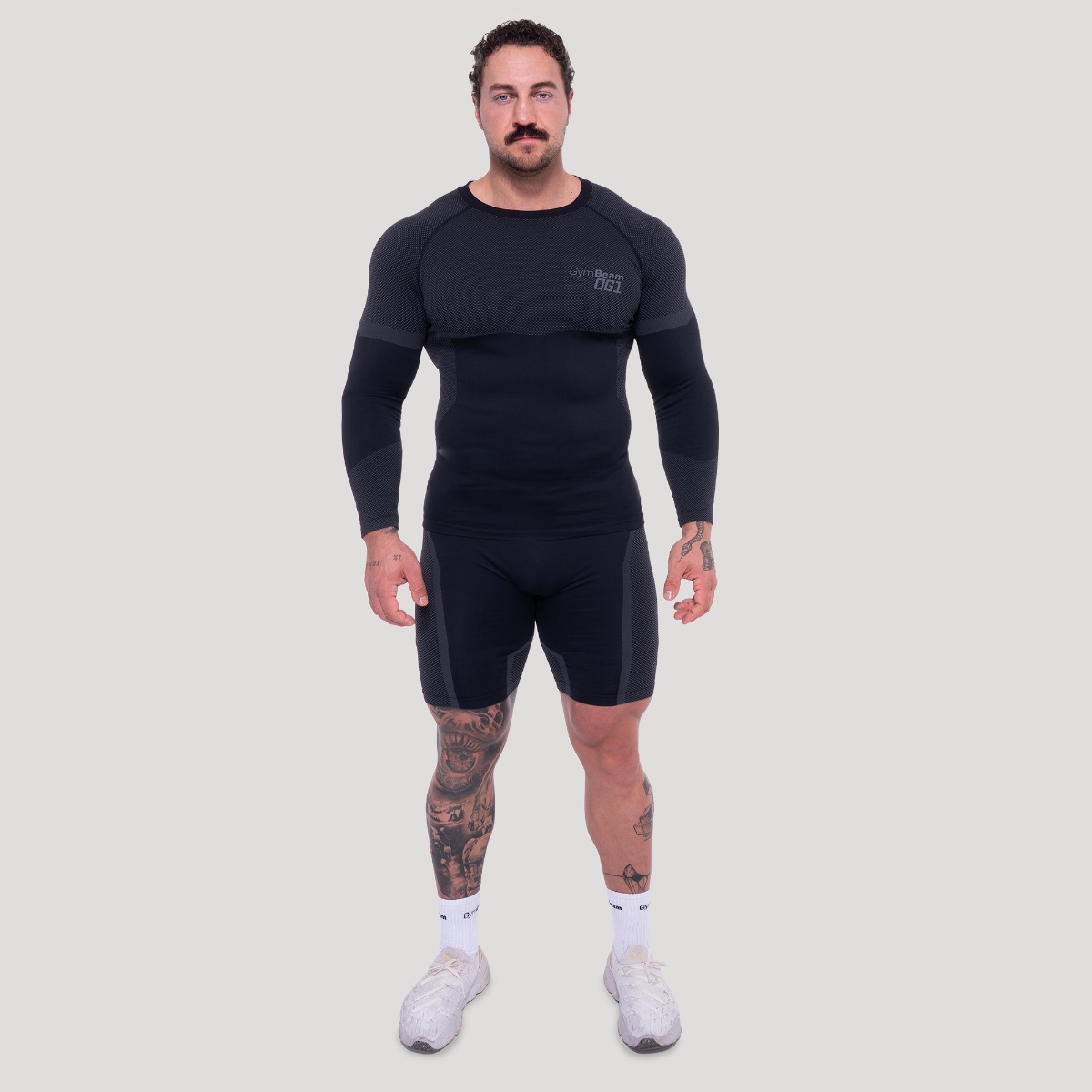 GymBeam OG1 Seamless Longsleeve Black/Grey - Méret: S | Szín: Fekete | Tömeg: 0,255 g | Csomag: 80 · záber 6