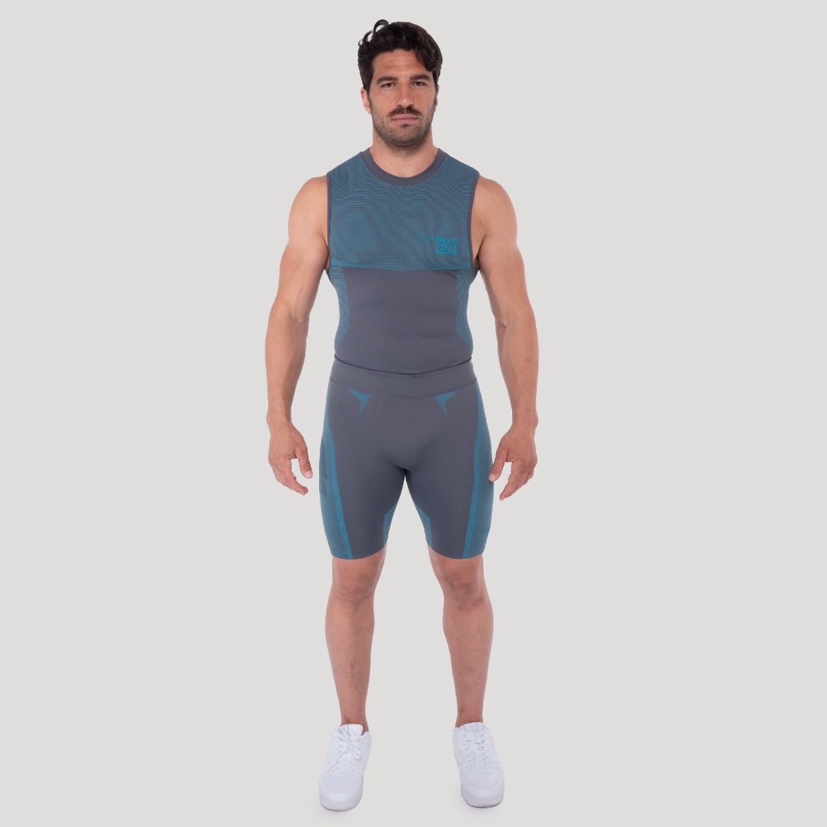 GymBeam OG1 Seamless Tanktop Grey/Blue - Méret: S | Szín: Szürke | Tömeg: 0,1673 g | Csomag: 110 · záber 6