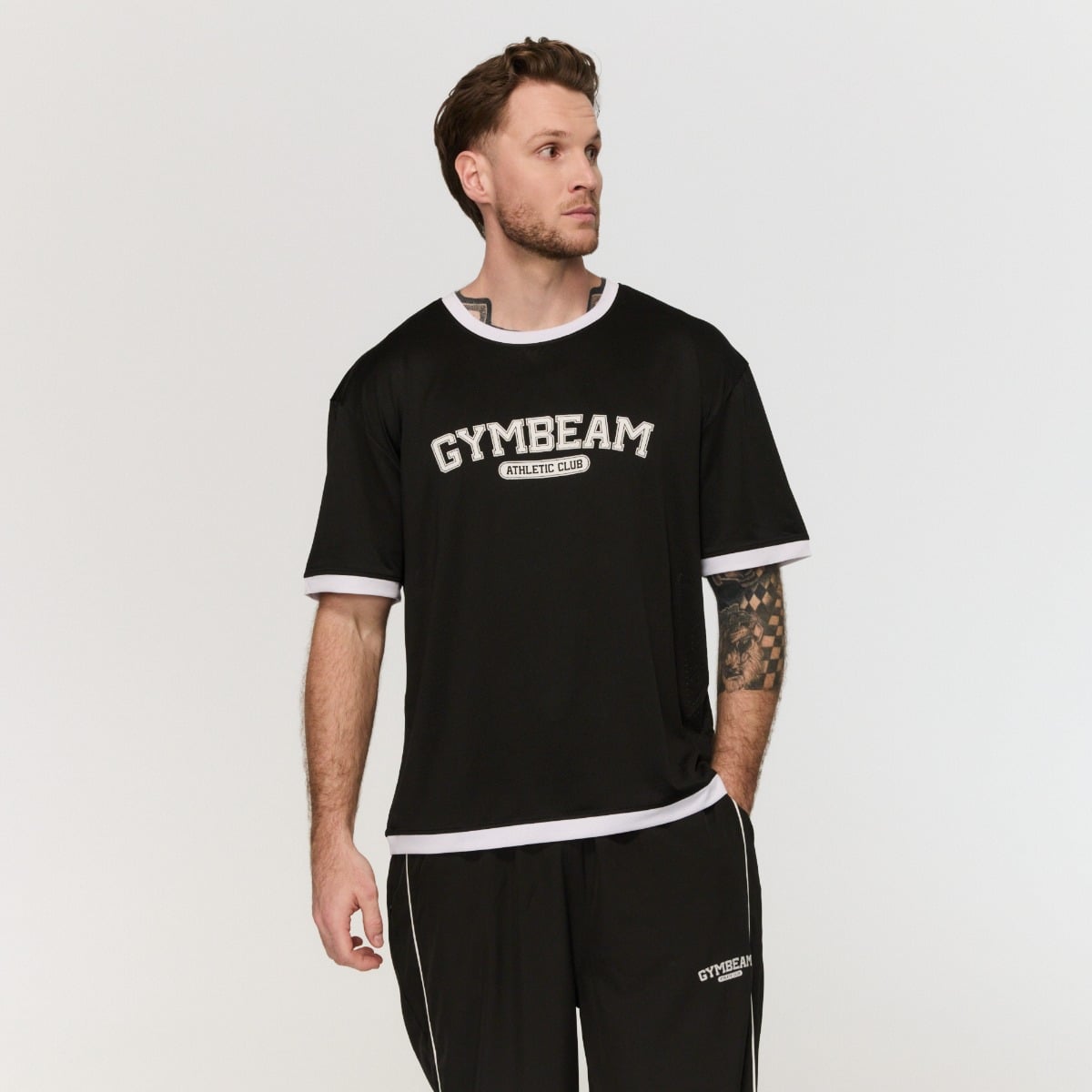 Varsity oversized póló Black - GymBeam