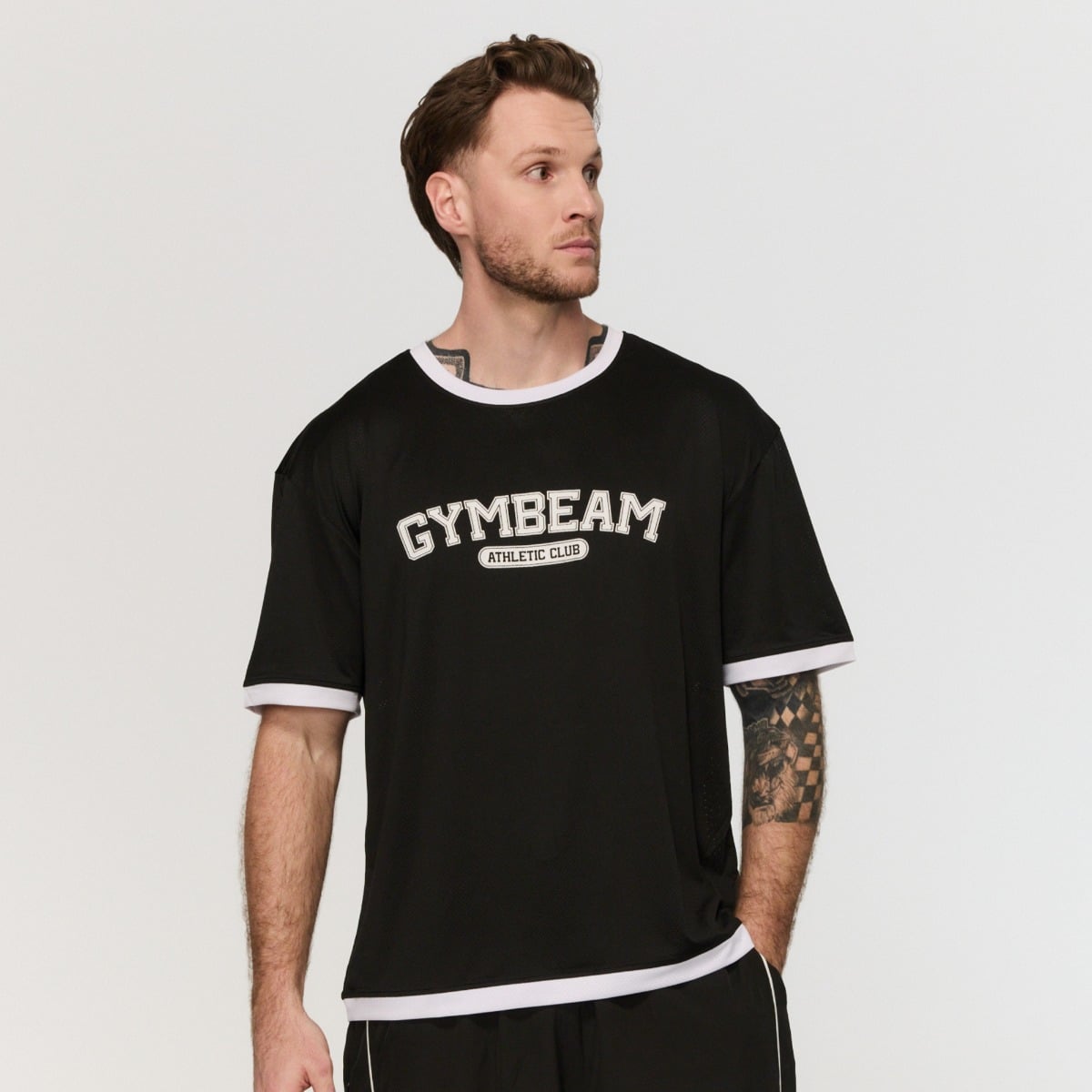 Varsity oversized póló Black - GymBeam