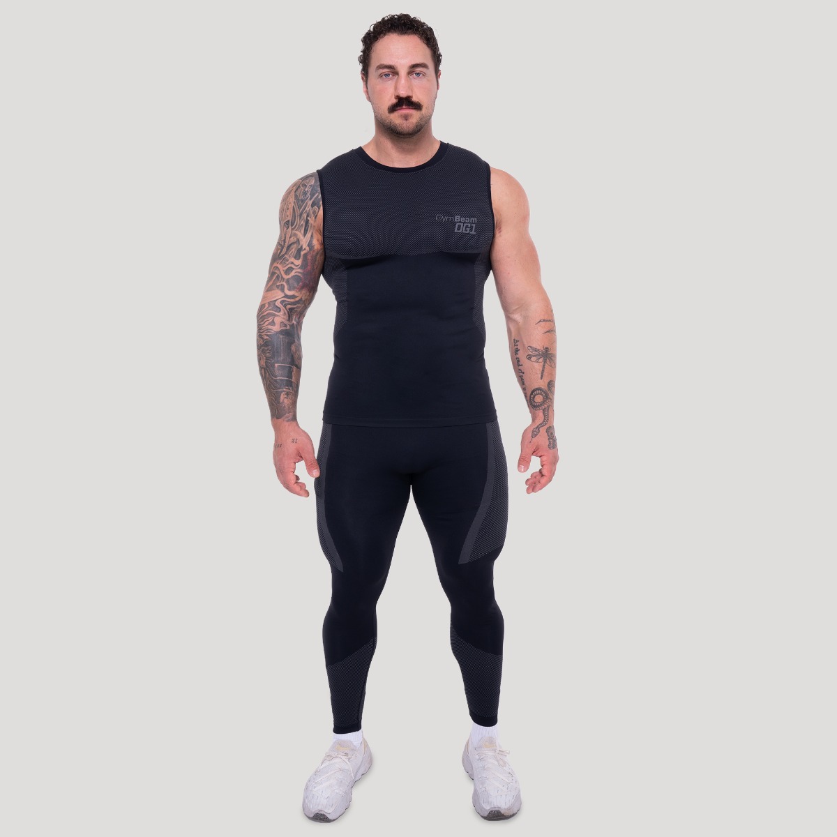 GymBeam OG1 Seamless Tanktop Black/Grey - Méret: S | Szín: Fekete | Tömeg: 0,1673 g | Csomag: 110 · záber 6