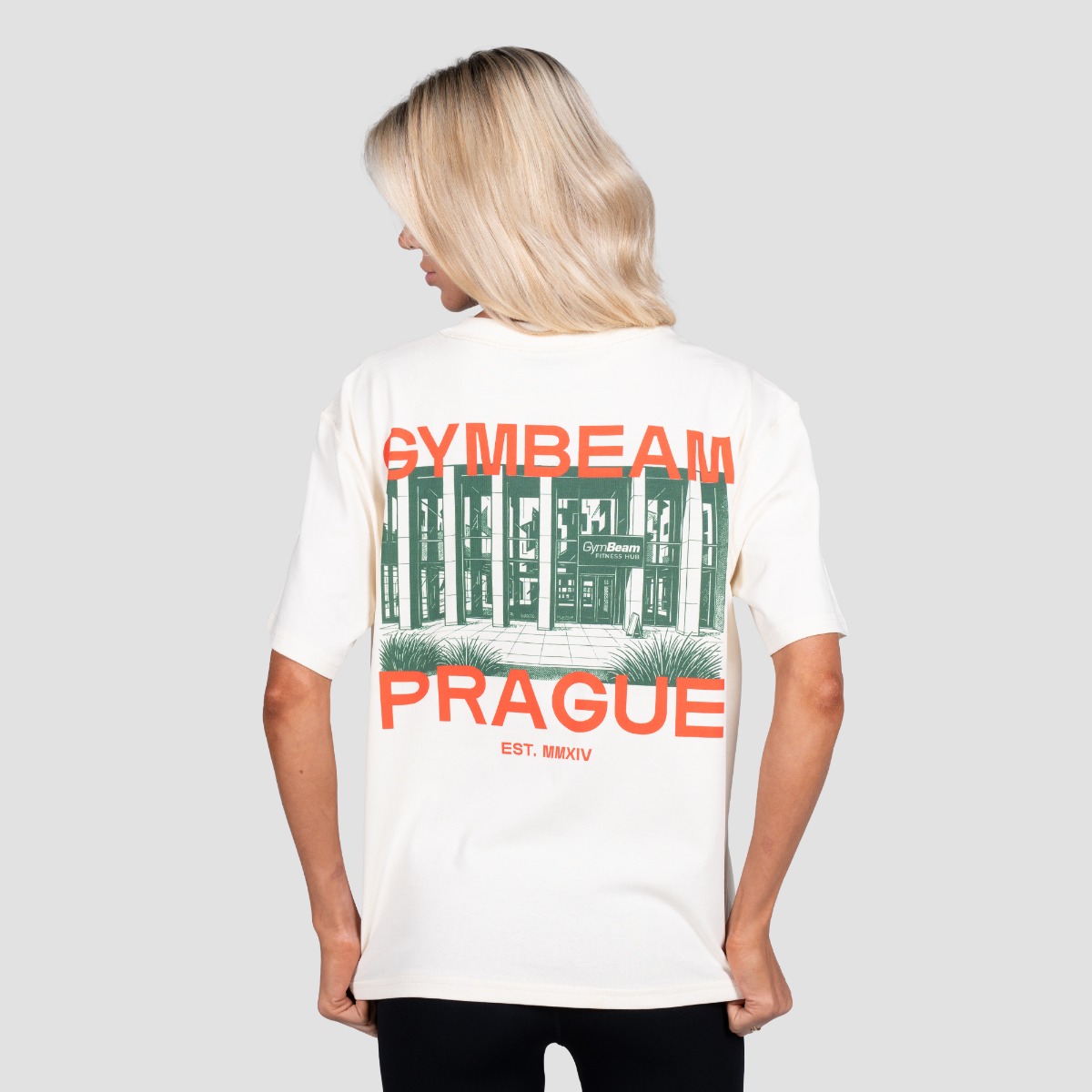 GymBeam Prague T-shirt Cream - Méret: XXL | Szín: Krém | Tömeg: 0,2632 g | Csomag: 37 · záber 11