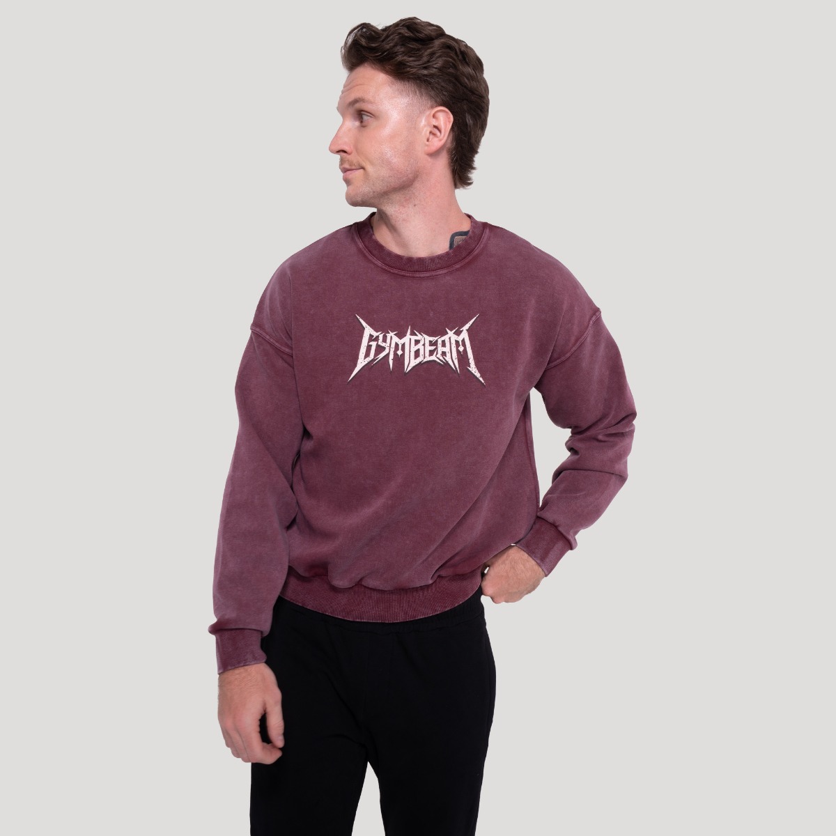 GymBeam Spike Sweatshirt Burgundy - Méret: S | Szín: Piros | Tömeg: 0,52 g | Csomag: 37 · záber 6
