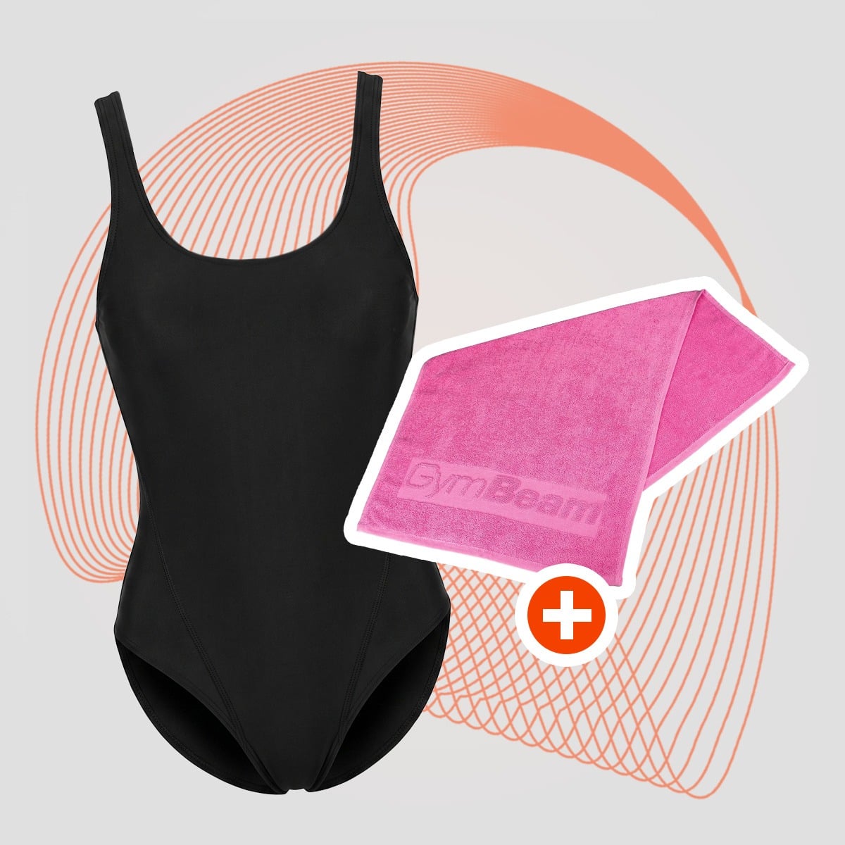 Sportos egyrészes fürdőruha Black - GymBeam + ajándék