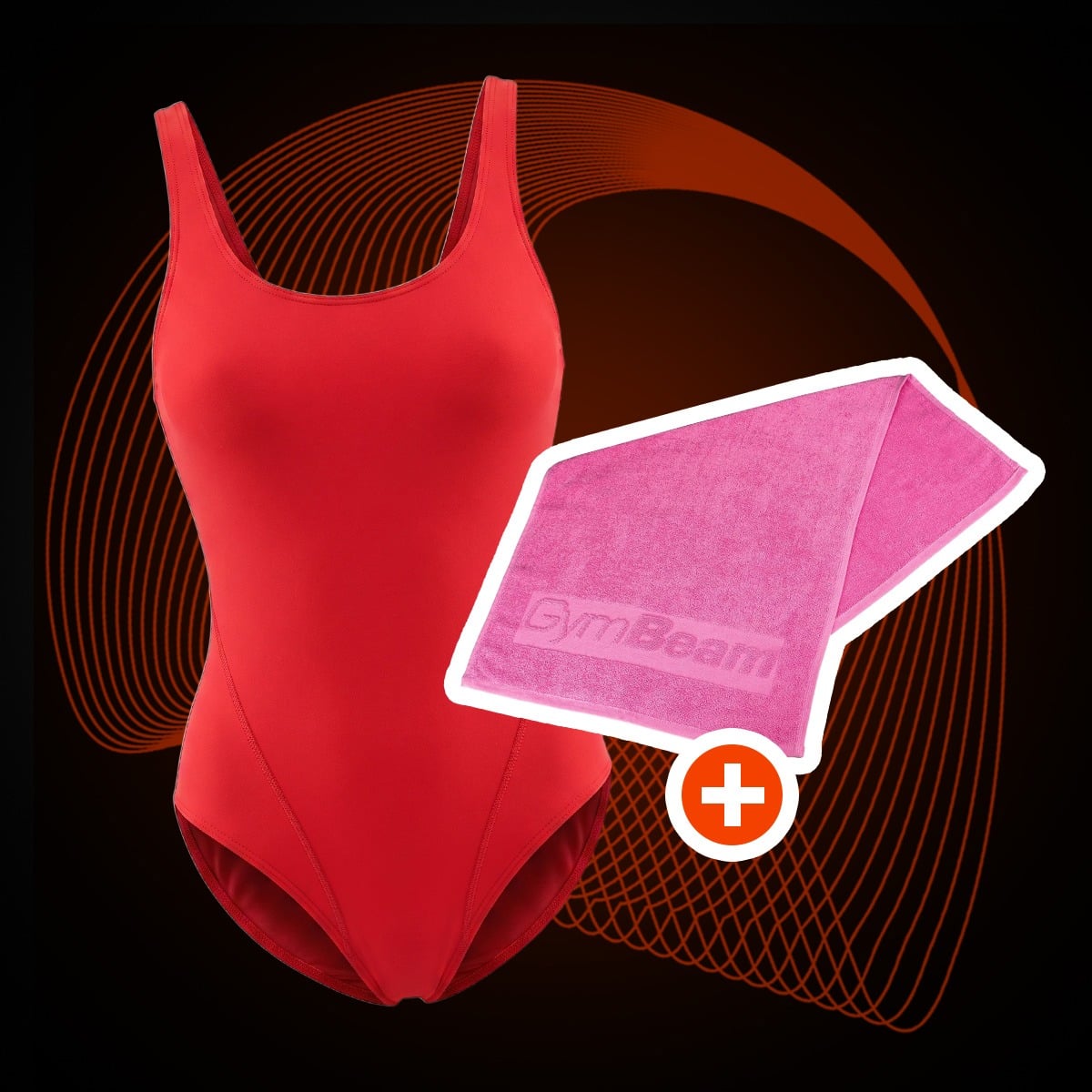 Sportos egyrészes fürdőruha Red - GymBeam + ajándék