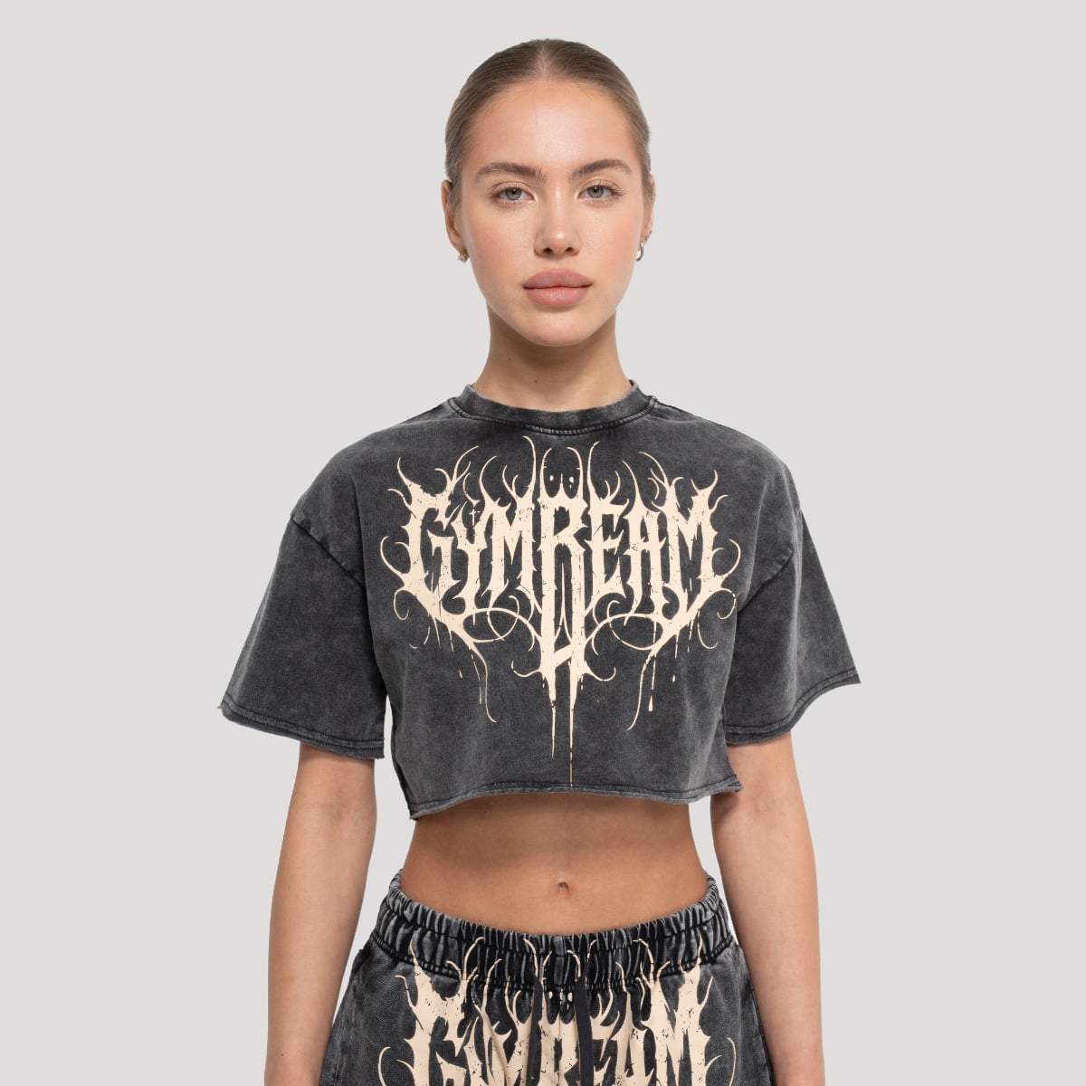 Women‘s Abyss Cropped T-shirt Charcoal - GymBeam