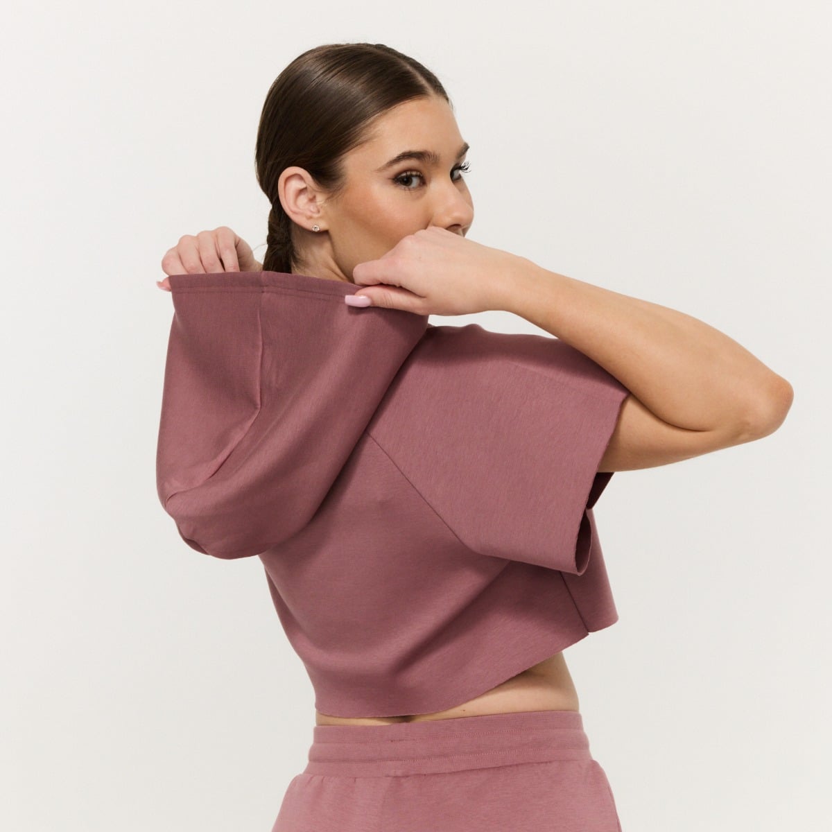 Relay női kapucnis cropped pulóver Haze - GymBeam