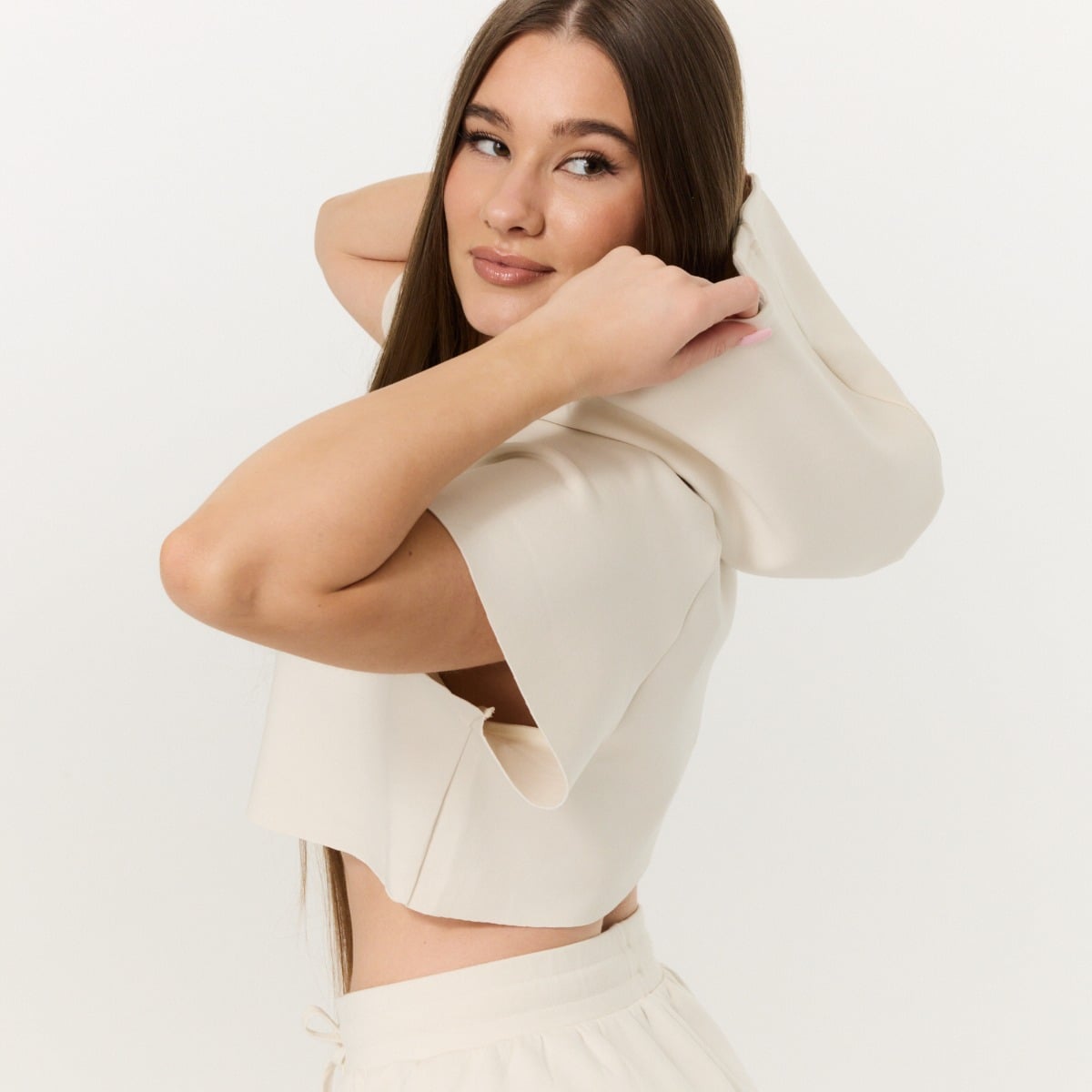 Relay női kapucnis cropped pulóver Pearl - GymBeam