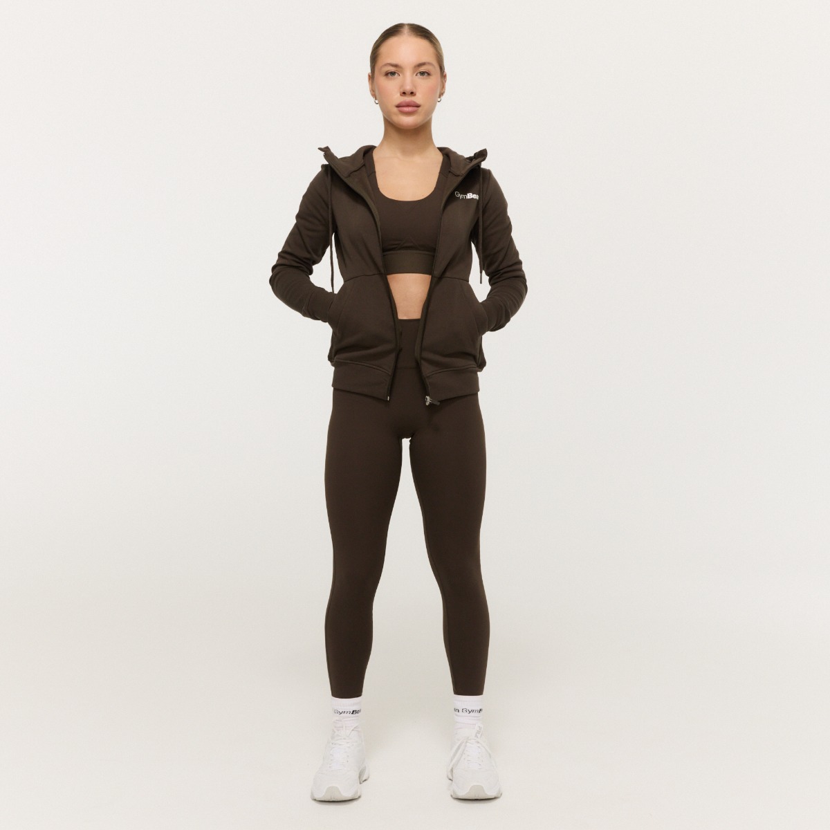 GymBeam Women‘s Limitless Zip Up Hoodie Espresso - Méret: XS | Szín: Barna | Tömeg: 0,4895 g | Csomag: 42 · záber 6