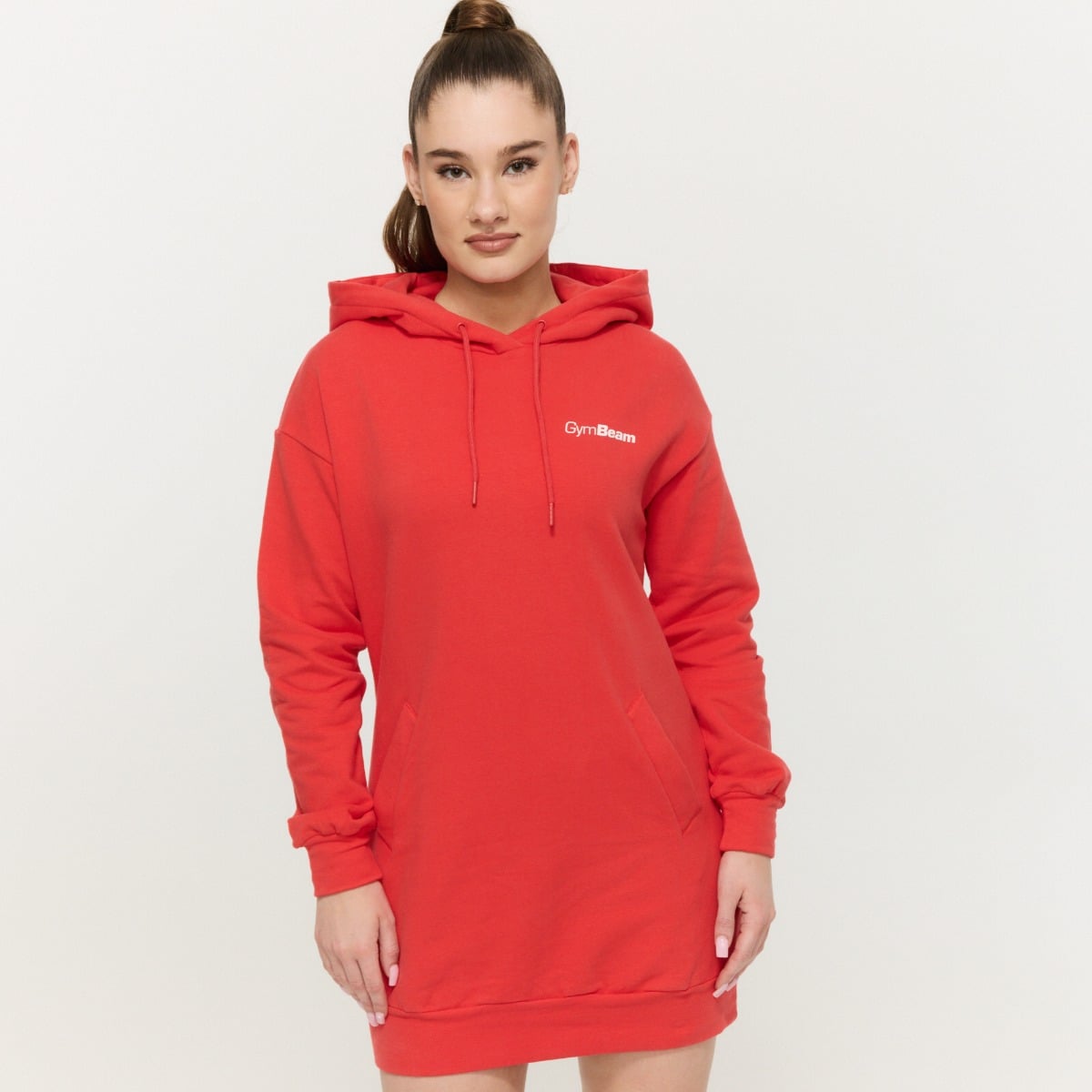 Limitless Longline női kapucnis pulóver Hot Red - GymBeam