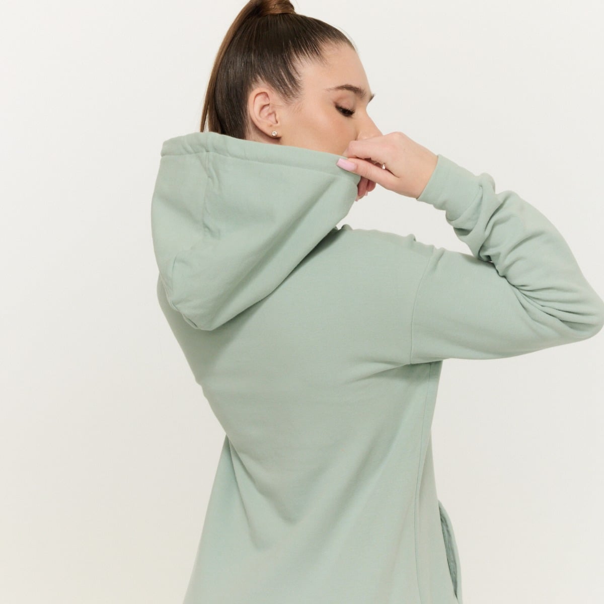 Limitless Longline női kapucnis pulóver Eucalypt - GymBeam