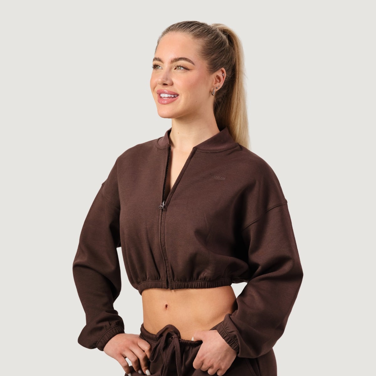 NEO női cipzáras pulóver Mocha – GymBeam