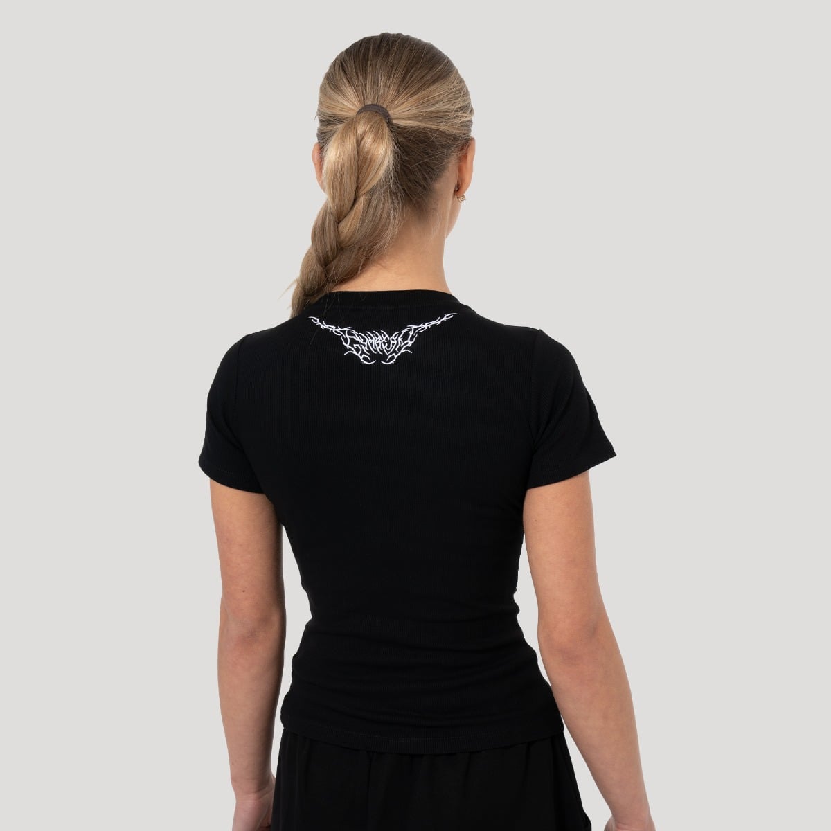 Női Tribal Ribbed póló Black - GymBeam