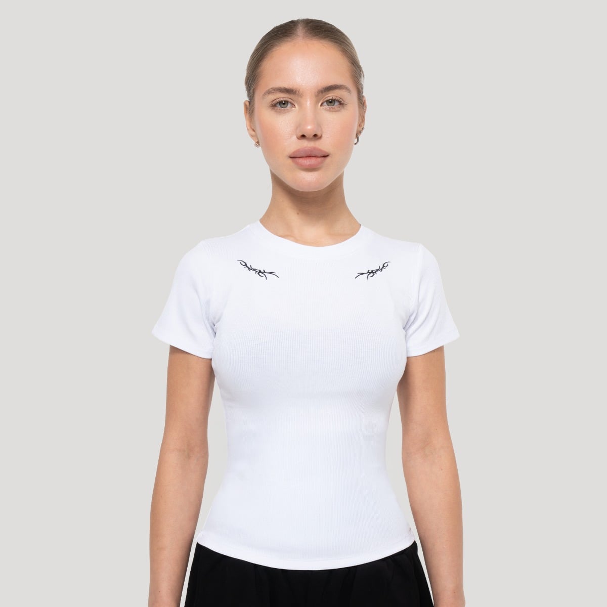 Women‘s Tribal Ribbed T-shirt White - GymBeam