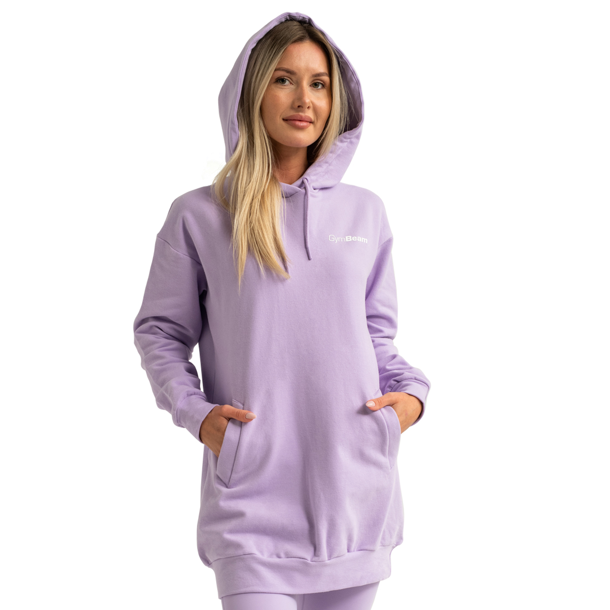 GymBeam Limitless Longline női kapucnis pulóver Lavender - Méret: XL | Szín: Fialová | Tömeg: 0,78 g | Csomag: 26 · záber 6