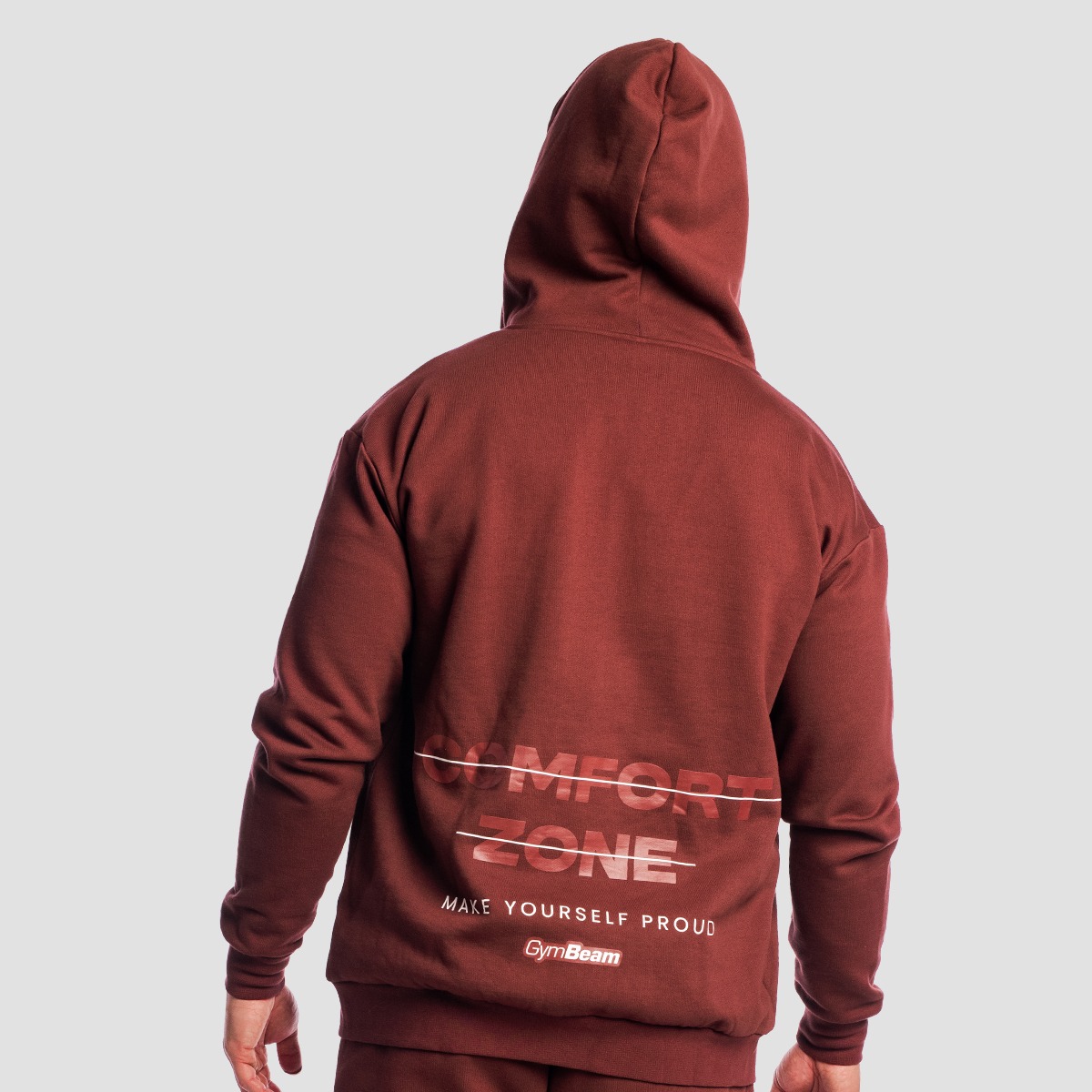 GymBeam Zone Zip Up Hoodie Cherrywood - Méret: S | Szín: Piros | Tömeg: 0,74 g | Csomag: 24 · záber 6