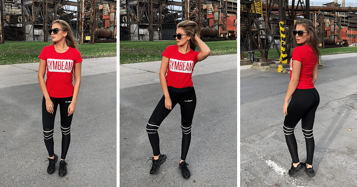 Box Logo Red White női póló - GymBeam