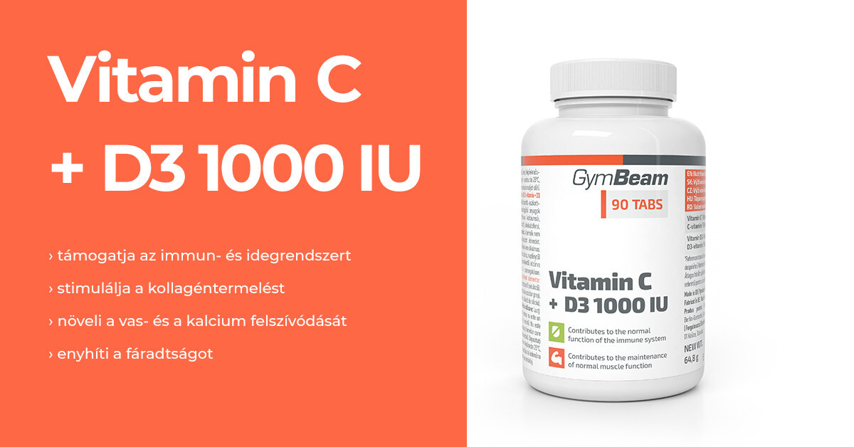 C-vitamin + D3 1000 IU - GymBeam
