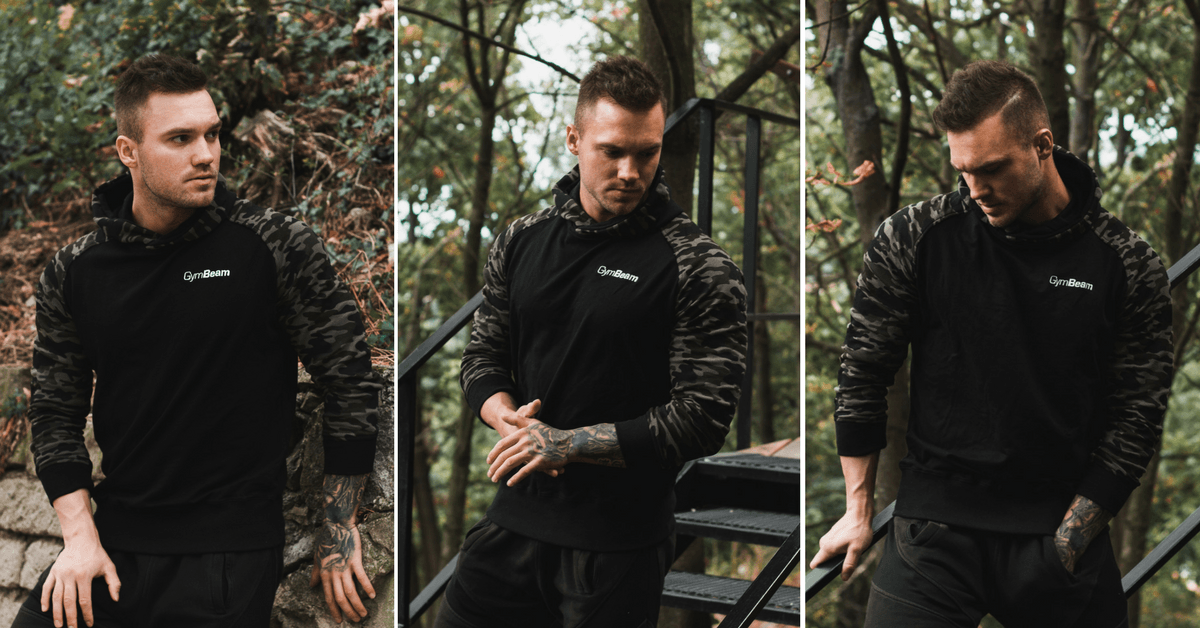 Pulcsi Hoodie Camo Green - GymBeam